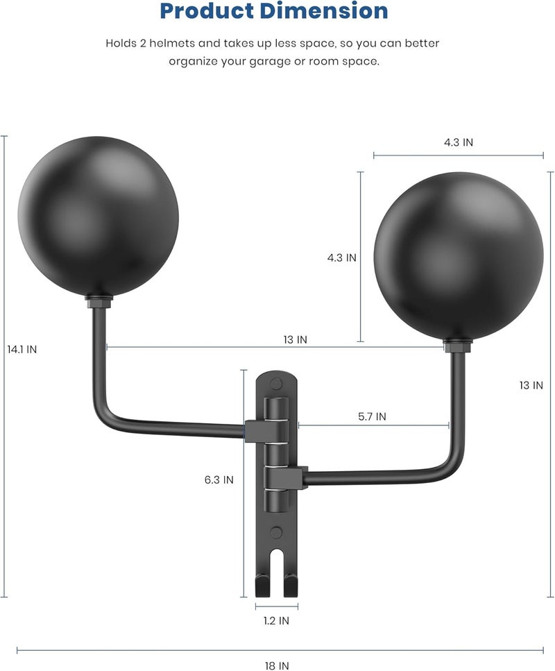 LIFXIZE Helmet Hanger Wall Mount 180° Swivel Helmet Holder for Motorcycle Bike Racing Outerwear Sports Gear - Image 3